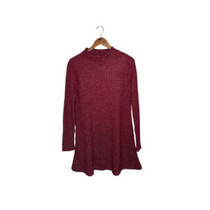 NWT Urban Outfitters Wine Burgundy Shimmer Mock Neck Long Sleeve Dress